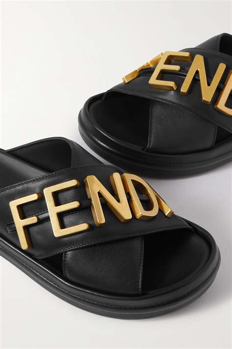 fendi leather flat slides.